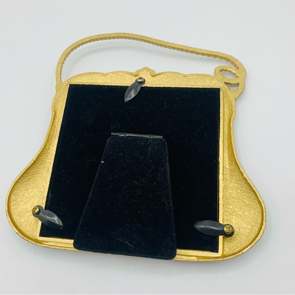 Jeweled Butterfly Enamel Picture Frame – Purse Shaped Vintage Style Glam 3.5x3.5 - Picture 7 of 7